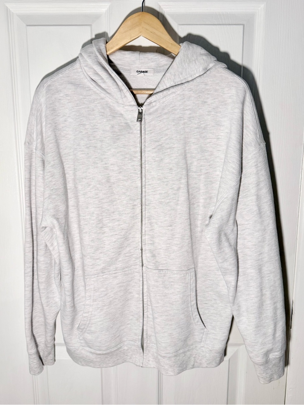 Garage Women’s Oversized Heather Light Gray Zip Up Hoodie - Size XS